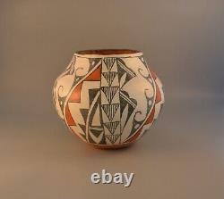 Vintage Acoma Pueblo Indian Pot Polychrome Water Squash Blossom Design