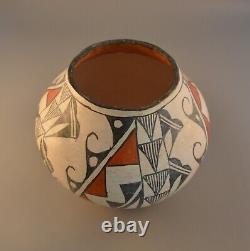 Vintage Acoma Pueblo Indian Pot Polychrome Water Squash Blossom Design