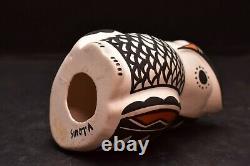 Vintage Acoma Pueblo Native American Indian Pottery V Louis Owl Effigy Figure