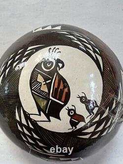 Vintage Acoma Pueblo Seed Pot Signed Diane Lewis Native American Pottery Birds