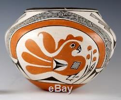 Vintage Acoma Signed Rose Chino Garcia Native American Parrot Pottery Bowl