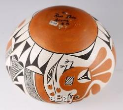 Vintage Acoma Signed Rose Chino Garcia Native American Parrot Pottery Bowl