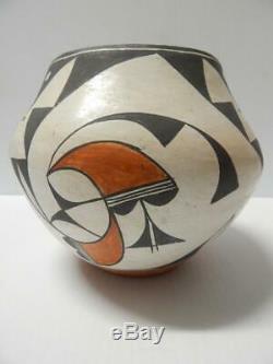 Vintage Antique Acoma Indian Pottery Hand Coiled Olla Pot Concave Base Med. Size