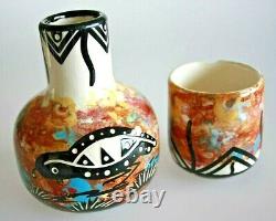Vintage Apache Native American Hand Made Pottery Jug & Mug Hand painted Mana