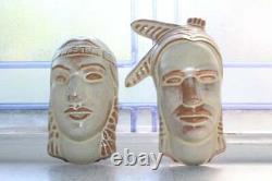 Vintage Frankoma Pottery Native American Face Masks Busts Wall Plaques