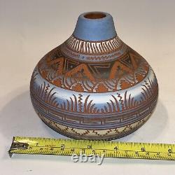 Vintage Handmade Carol Johnson Native American Etched Pottery Vase Signed 6