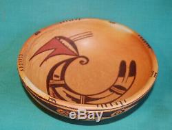 Vintage Hopi Indian Pottery Bowl Signed Laura Tomosie Sikyatki Design Old Hopi