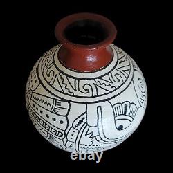 Vintage Indigenous Native American Pottery White Vase Jar Vessel Eclectic Boho
