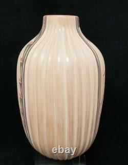 Vintage Jemez Pueblo Pottery by Bertha Gachupin 8 x 5 Carved Cornstalk Vase