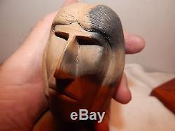 Vintage Maude Welch Native American Signed Pottery Head Figure / Cherokee NC