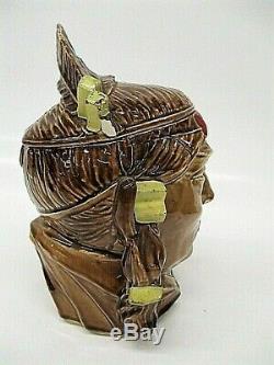 Vintage McCoy Native American Indian Head Cookie Jar And Lid