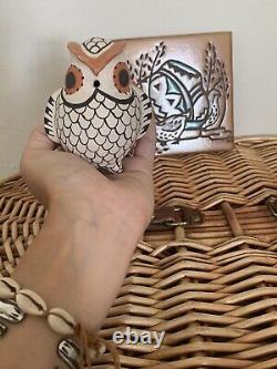 Vintage Native American Acoma Pueblo Pottery Effigy Owl Signed New Mexico Acoma