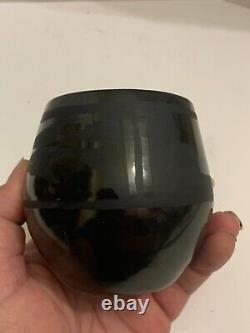 Vintage Native American Blackware Pottery Matte on Gloss Small Vase