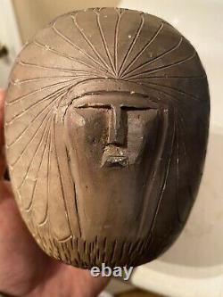Vintage Native American CHEROKEE Indian NC Pottery Bigmeat Head VASE