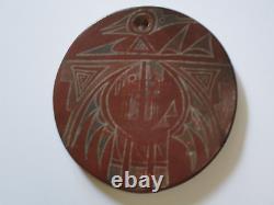 Vintage Native American Indian Hnaging Plaque Sculpture Painting Tribal Art