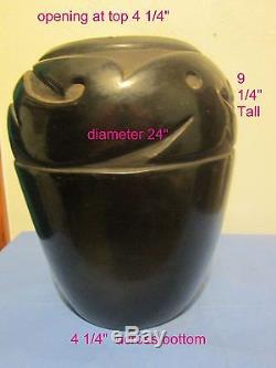 Vintage Native American Indian Santa Clara Large Black Jar / Vase Signed Tofoy