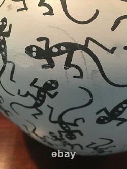 Vintage Native American Lizard Huge Pottery Signed Acoma-l. C