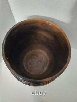 Vintage Native American Navajo Large Exposed Coil Pot Vase Signed LRE Navajo