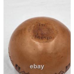 Vintage Native American Navajo Pottery Seed Pot By Ken Irene White Signed KW