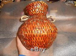 Vintage Native American Navajo Woven Pitch Pot Vase