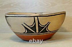 Vintage Native American Pottery Hand Coiled Santo Domingo Pueblo Polychrome Bowl