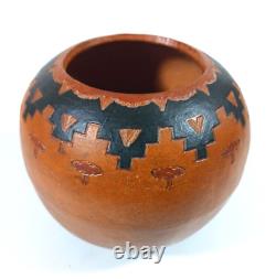 Vintage Native American Pottery Vase Bowl Cochiti Pueblo Raincloud Storm cloud