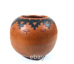 Vintage Native American Pottery Vase Bowl Cochiti Pueblo Raincloud Storm cloud