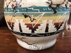Vintage Navajo Native American Signed Clah Horse Hair Etched Pottery Vase