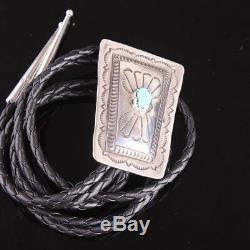 Vintage Navajo turquoise sterling silver. 925 Bolo Tie old pawn