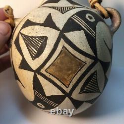 Vintage Old Acoma New Mexico Poly Chrome Pottery Canteen Native American