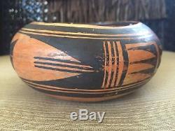 Vintage Old Hopi Signed Betts Native American Indian Food Pottery Bowl Orange