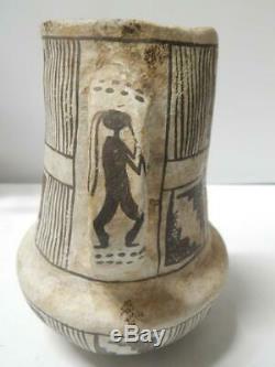 Vintage Pueblo Indian Pottery Mug / Cup Pot 1995 Anasazi Design Signed Figural