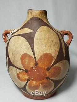 Vintage SW Native American Pueblo Pottery Jar Canteen Polychromic Acoma