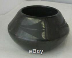 Vintage Santa Clara Signed Native American Black Pottery Vase. Martinez