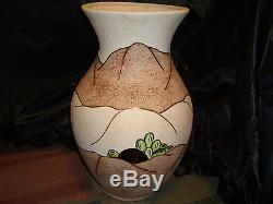 Vintage Signed 19. San Jon, NEW MEXICO POTTERY VASE Hand-Painted Artist BJ GORE