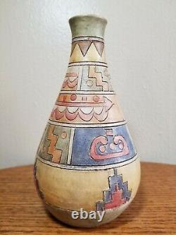 Vintage Signed Hand painted Carved/Etched Native American Artisan Pottery 8