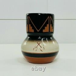 Vintage Sioux Pottery Vase Multicolored Clay Native American