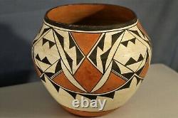 Vintage Southwest Native American Acoma Pueblo Pottery Polychrome Olla 1970s