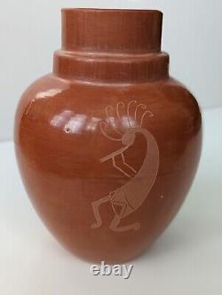 Vintage Studio Art Pottery Native American Terracotta Vase Signed Mandette
