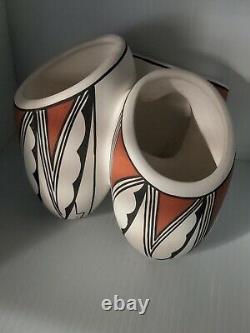 Vintage Tigua Indian Pueblo Irene Native American Pottery Threesome Vessel