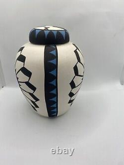 Vintage Tigua Indian Pueblo Louisa 80s Native American Pottery Vase