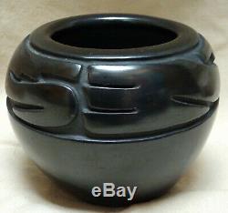 Vintage Toni Roller Native American Santa Clara Pottery Incised Vase 1977