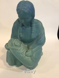 Vintage Van Briggle Pottery Native American Mother and Child Figurine