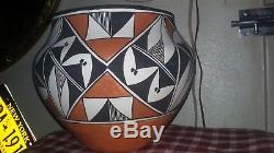 Vintage large traditional thin handcoiled Acoma Pueblo Olla. 11.25 D X 9.5 H