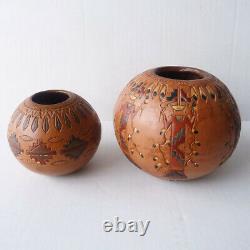 Vintage signed IRENE WHITE DINEH Navajo POTTERY Native American ART 2 pots WOW