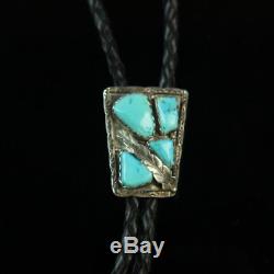 Vintage turquoise Old Pawn bolo tie Native American sterling silver. 925