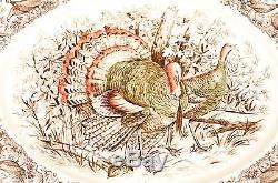 Vtg Johnson Bros Wild Turkeys Native American 20 Platter Christmas Hand Engraved
