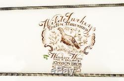 Vtg Johnson Bros Wild Turkeys Native American 20 Platter Christmas Hand Engraved