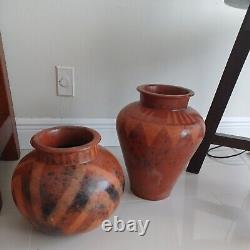 Vtg. Native American Red Pueblo Pottery Large Vase