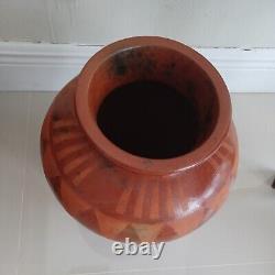 Vtg. Native American Red Pueblo Pottery Large Vase
